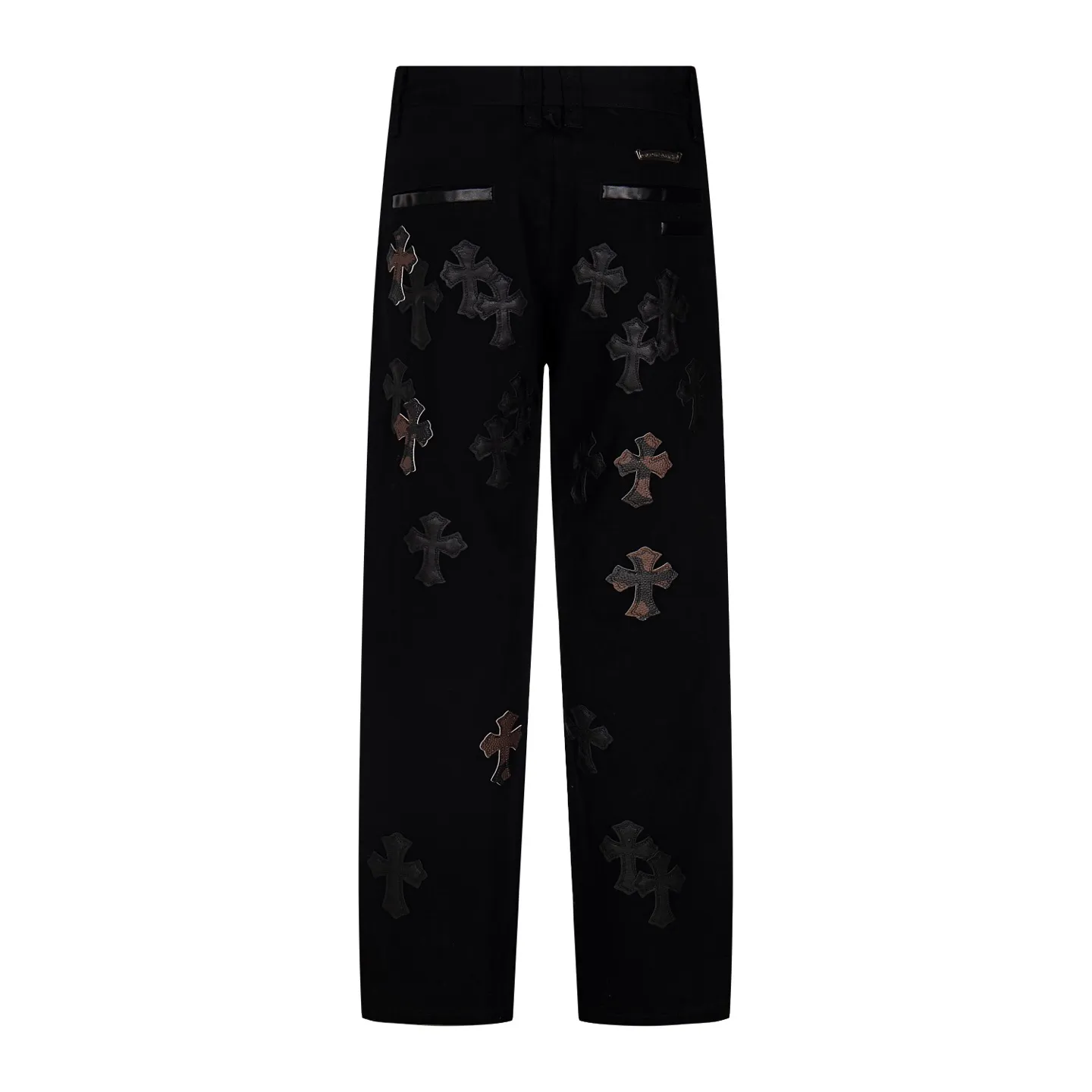 P260 Chrome Hearts丨Chrome Hearts Black and Brown Camouflage Cross Patched Leather Jeans - Full of exploring the ultimate in fashion, Chrome Hearts' new Chrome Hearts pants cleverly integrate camouflage crosses, camouflage crosses and other elements to break traditional boundaries. Mattyboy's clever fusion of overalls and khaki jeans, the same style, brings endless matching inspiration to fashionistas! Whether it is daily wear or a trendy try, these pants can bring you an excellent fashion experience. Style number: 1753# Color: casual black Size: 28 30 32 34